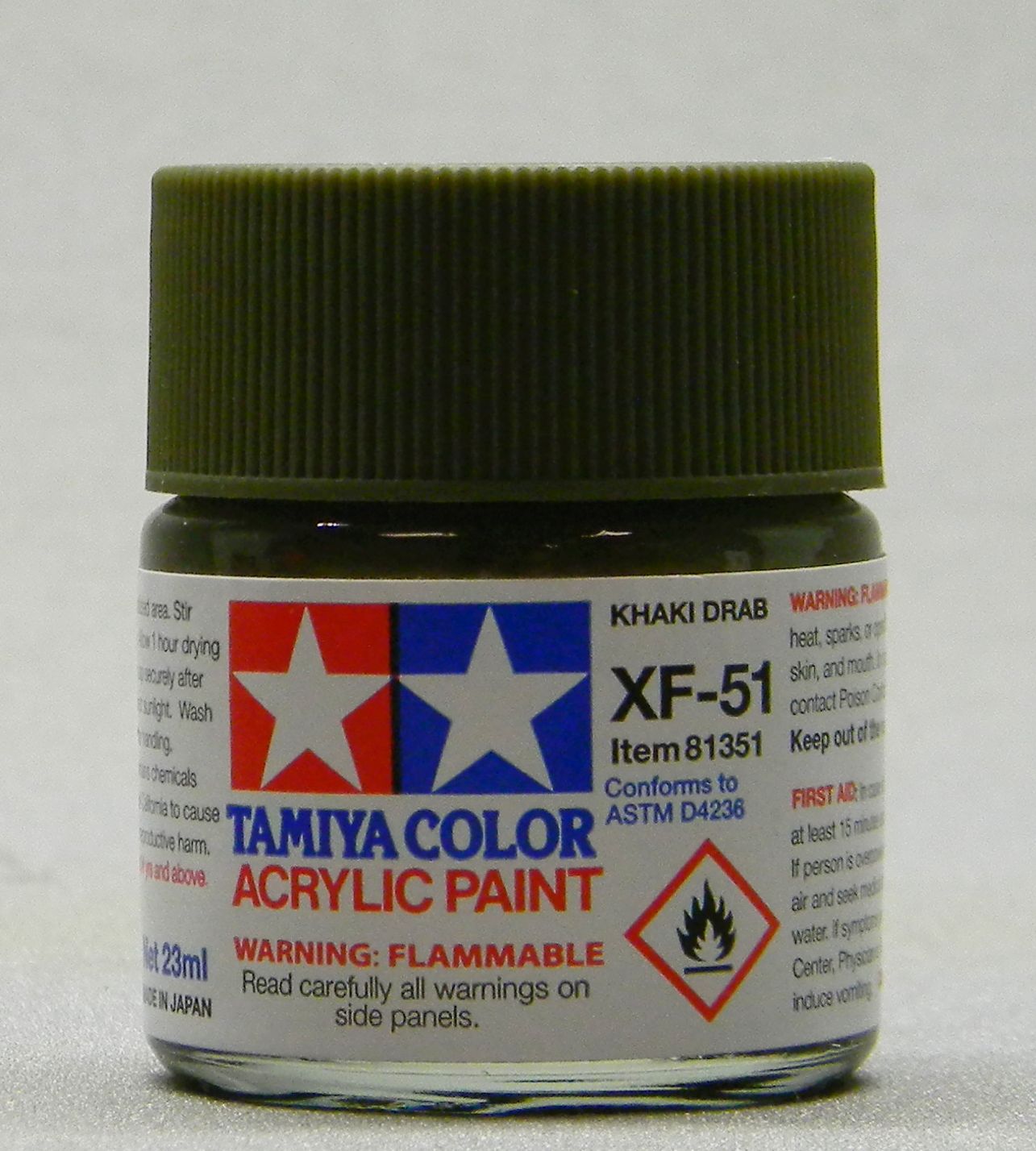 Tamiya Xf 51 Acrylic Paint Khaki Drab 23ml Bottle 81351